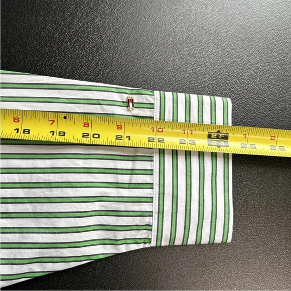 Tommy Hilfiger Women's‎ 42 (L) Button Shirt Green Stripped Preppy Colorful - Picture 8 of 11